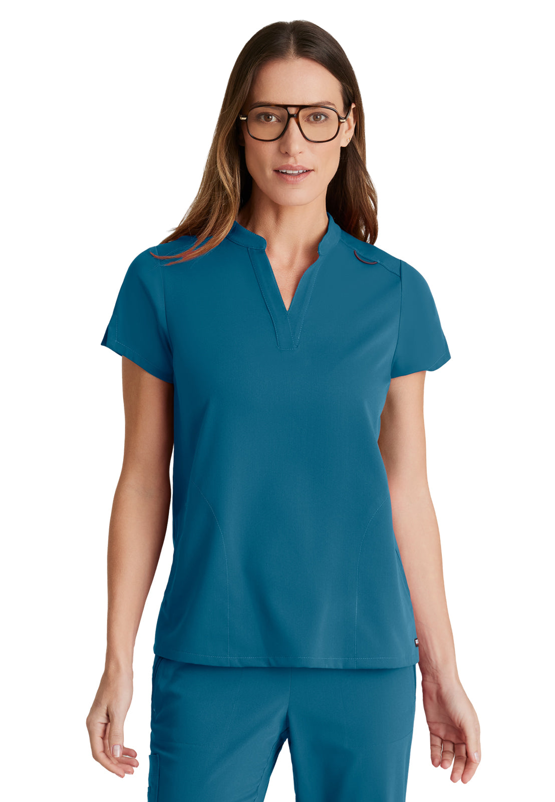 Women's 2 Pocket Banded Collar Avery Scrub Top