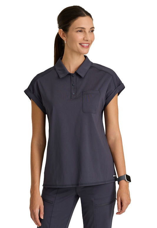 One Pocket Polo Neck Renew Scrub Top