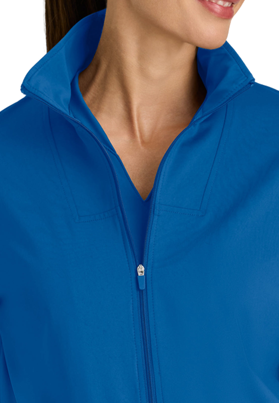 Four Pocket Zip Front Collar Ease Warm-Up Scrub Jacket