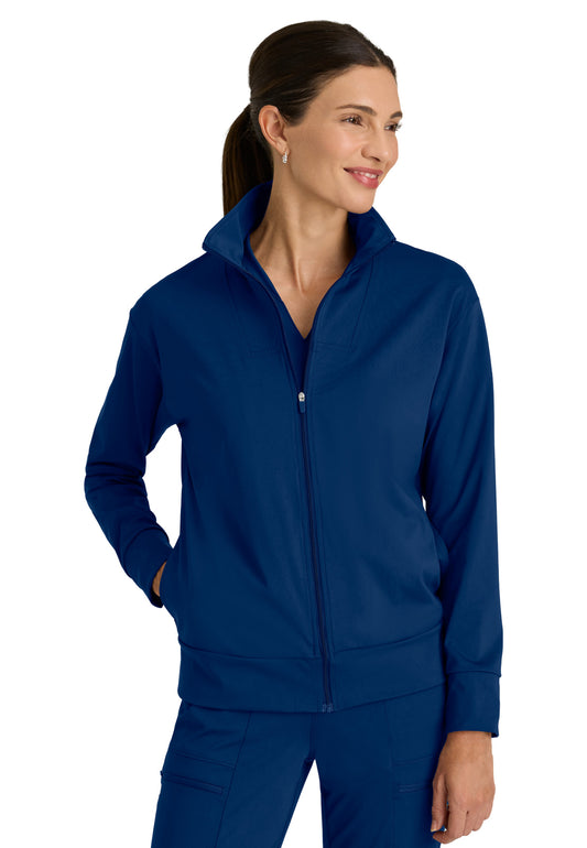 Four Pocket Zip Front Collar Ease Warm-Up Scrub Jacket