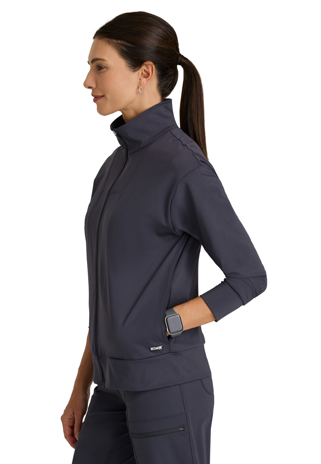 Four Pocket Zip Front Collar Ease Warm-Up Scrub Jacket