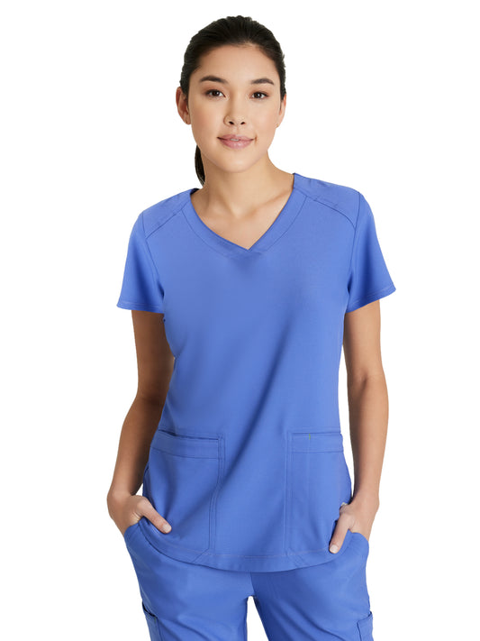 Women's Two-Pocket Piped V-Neck Rhythm Top