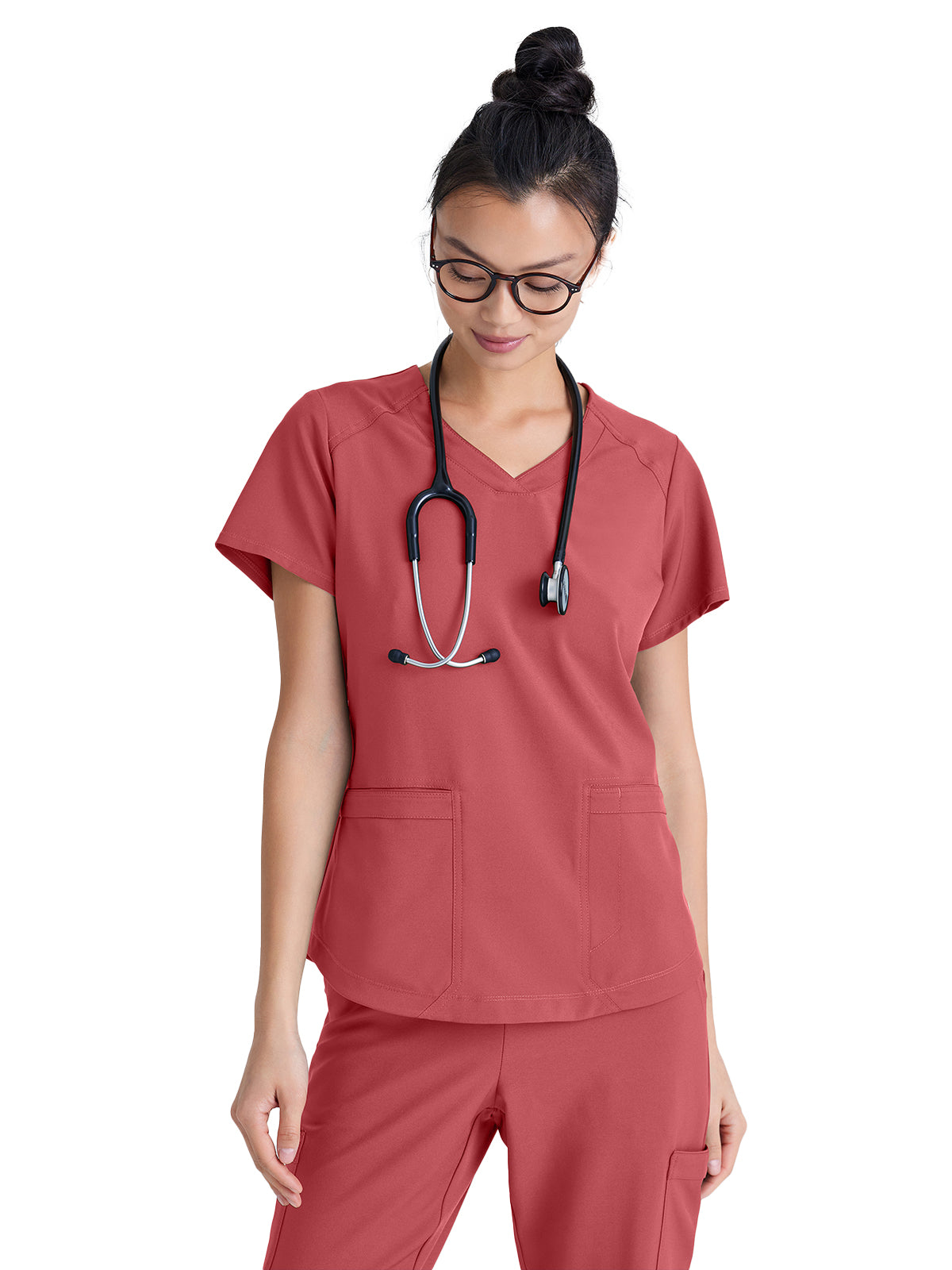 Women's Two-Pocket Piped V-Neck Rhythm Scrub Top