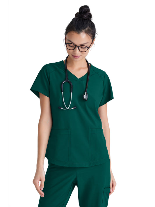 Women's Two-Pocket Piped V-Neck Rhythm Scrub Top