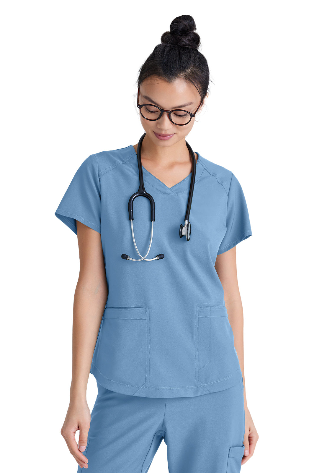 Women's Two-Pocket Piped V-Neck Rhythm Scrub Top