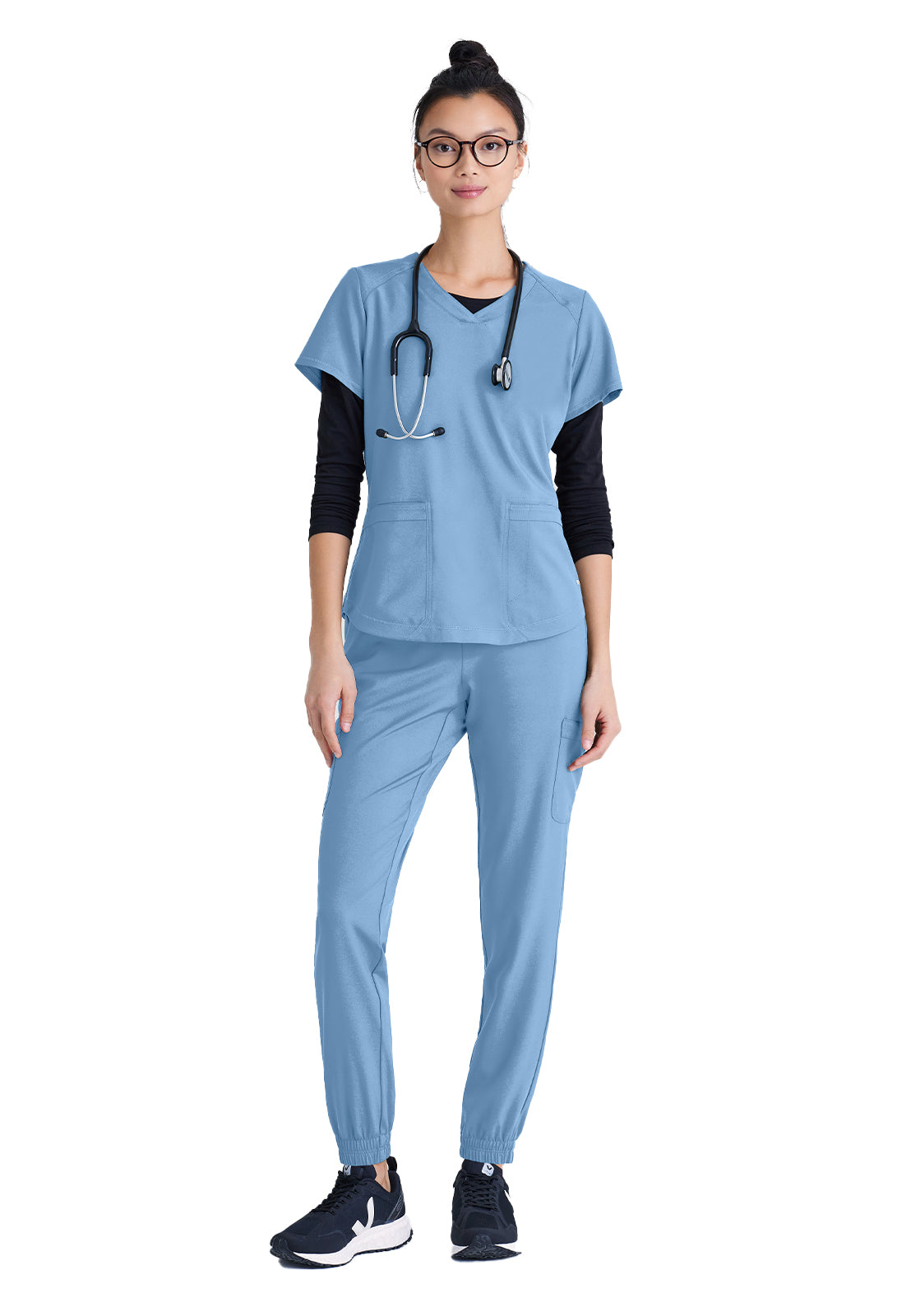 Women's Two-Pocket Piped V-Neck Rhythm Scrub Top