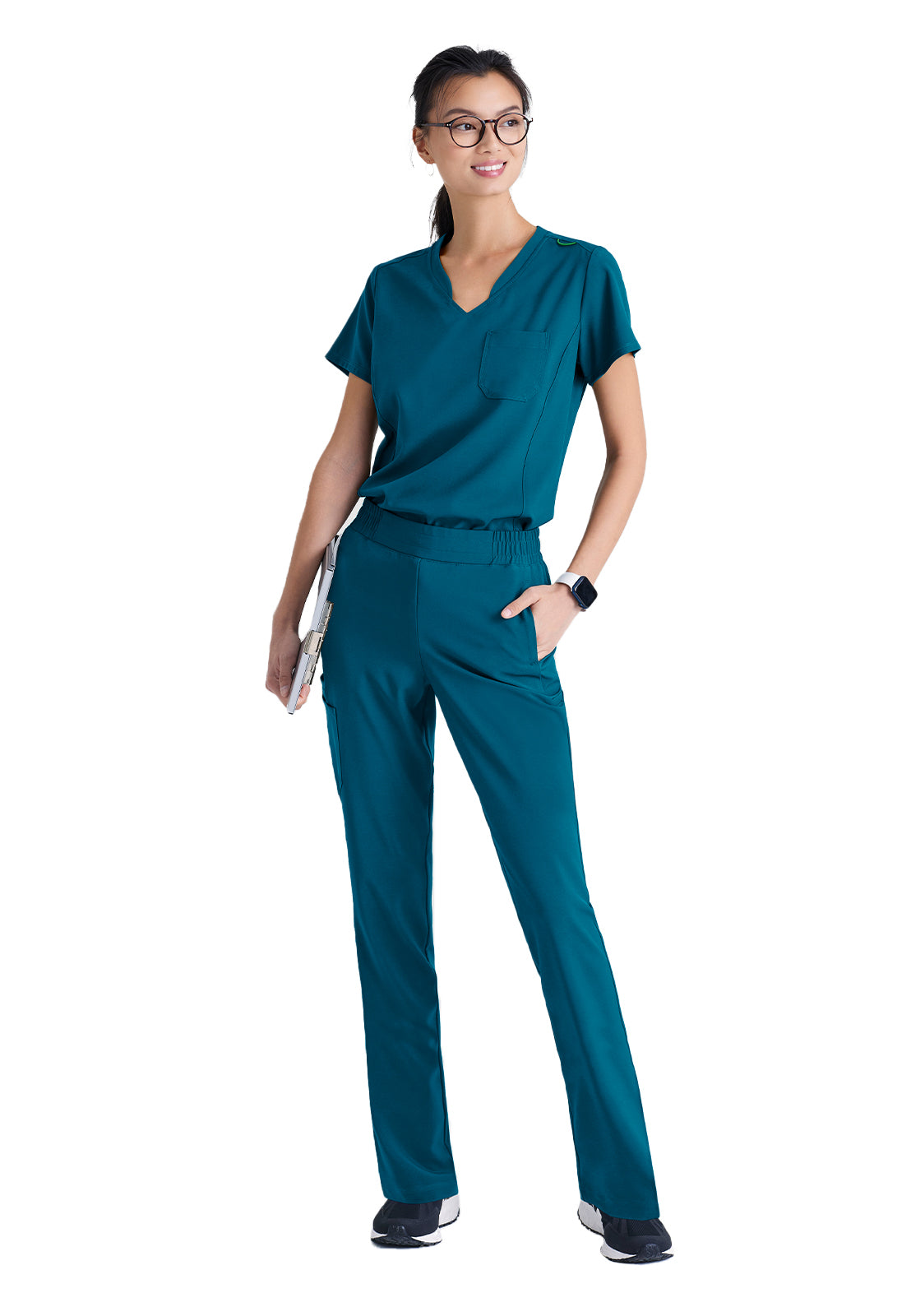 Women's Banded-V-Neck Sway Tuck-In Scrub Top