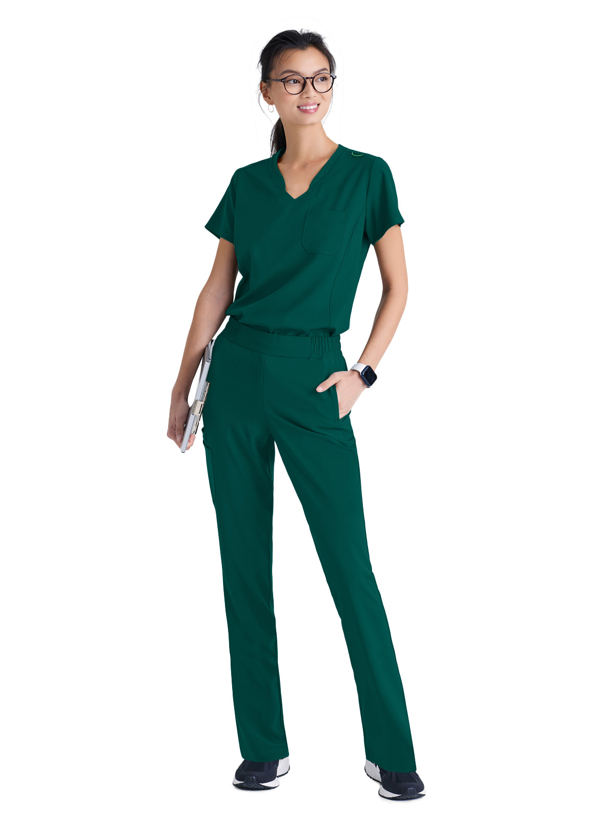 Women's Banded-V-Neck Sway Tuck-In Scrub Top