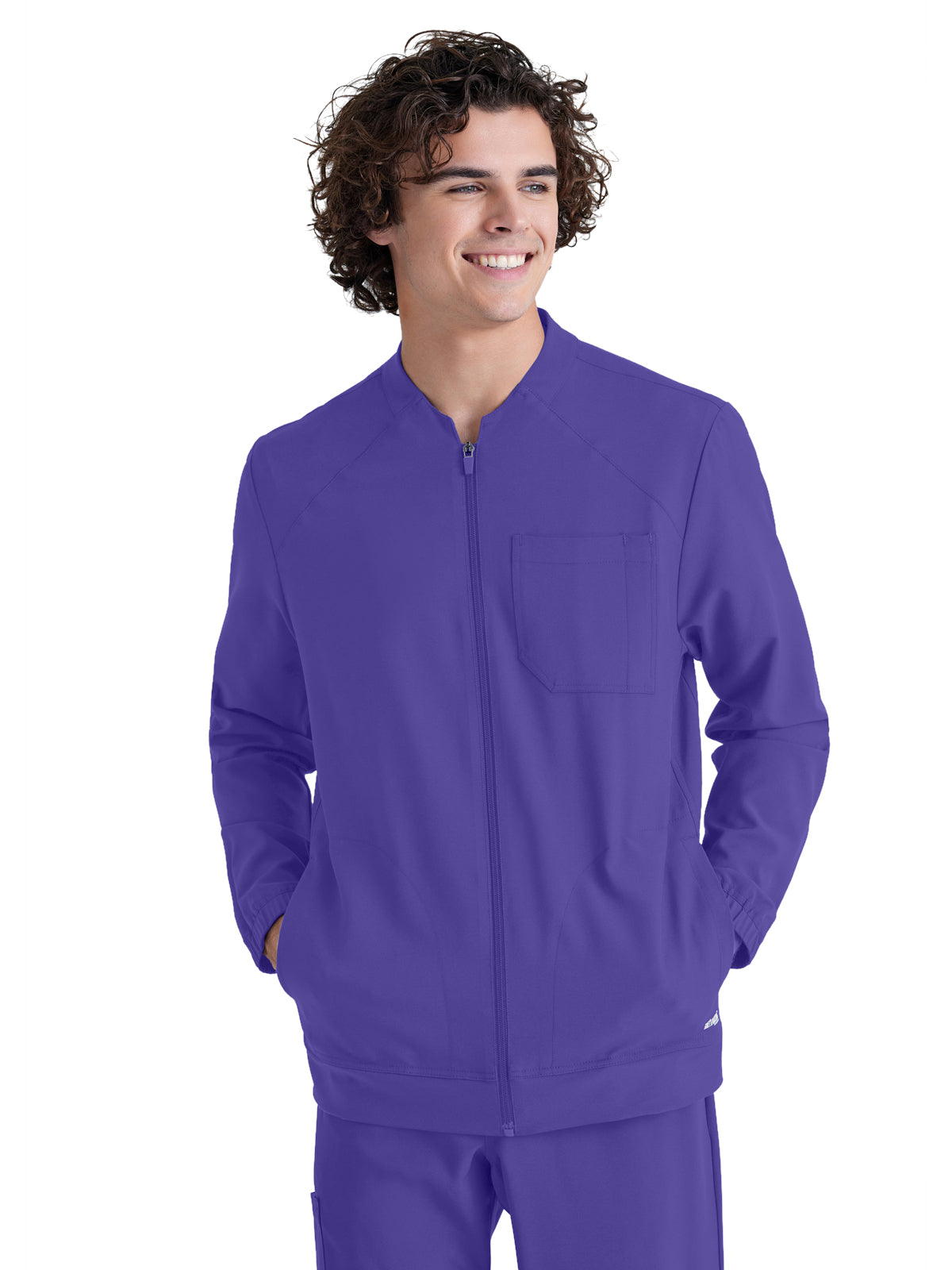 Men's Three-Pocket Banded Collar Cycle Scrub Jacket