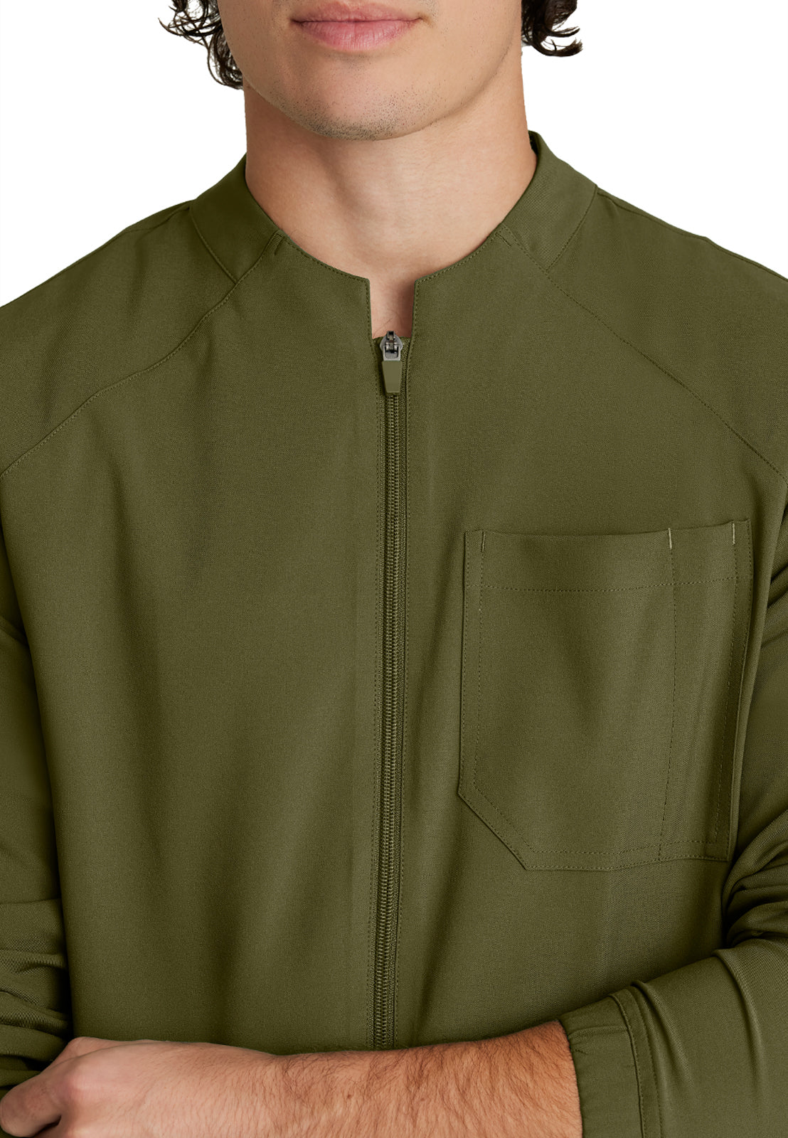 Men's Three-Pocket Banded Collar Cycle Scrub Jacket