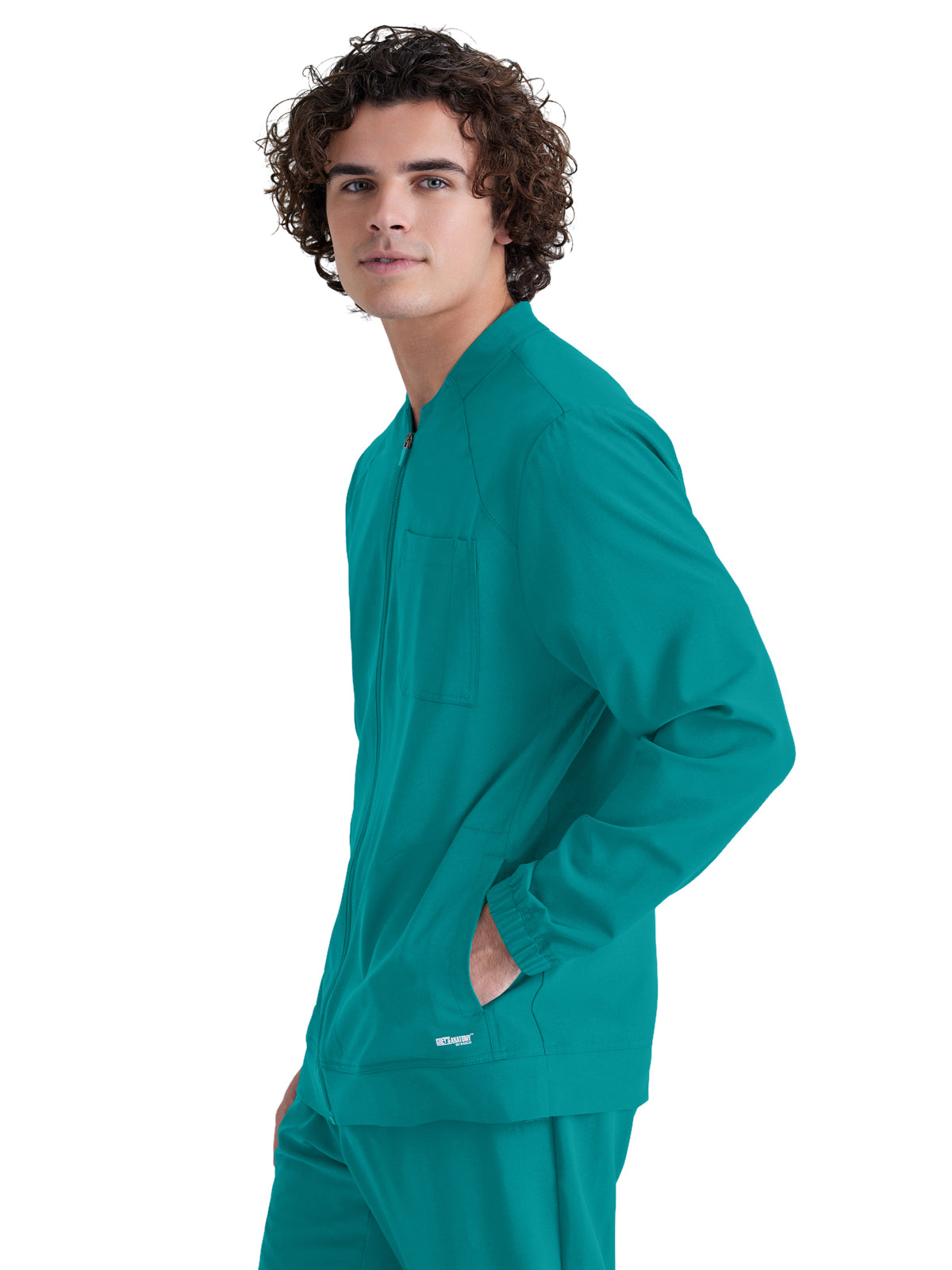 Men's Three-Pocket Banded Collar Cycle Scrub Jacket