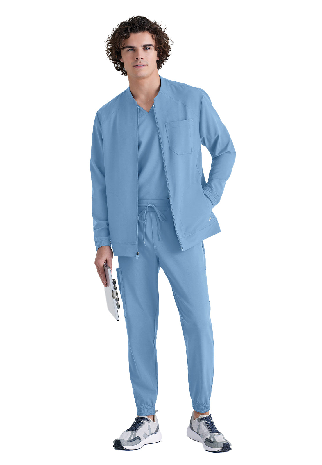 Men's Three-Pocket Banded Collar Cycle Scrub Jacket