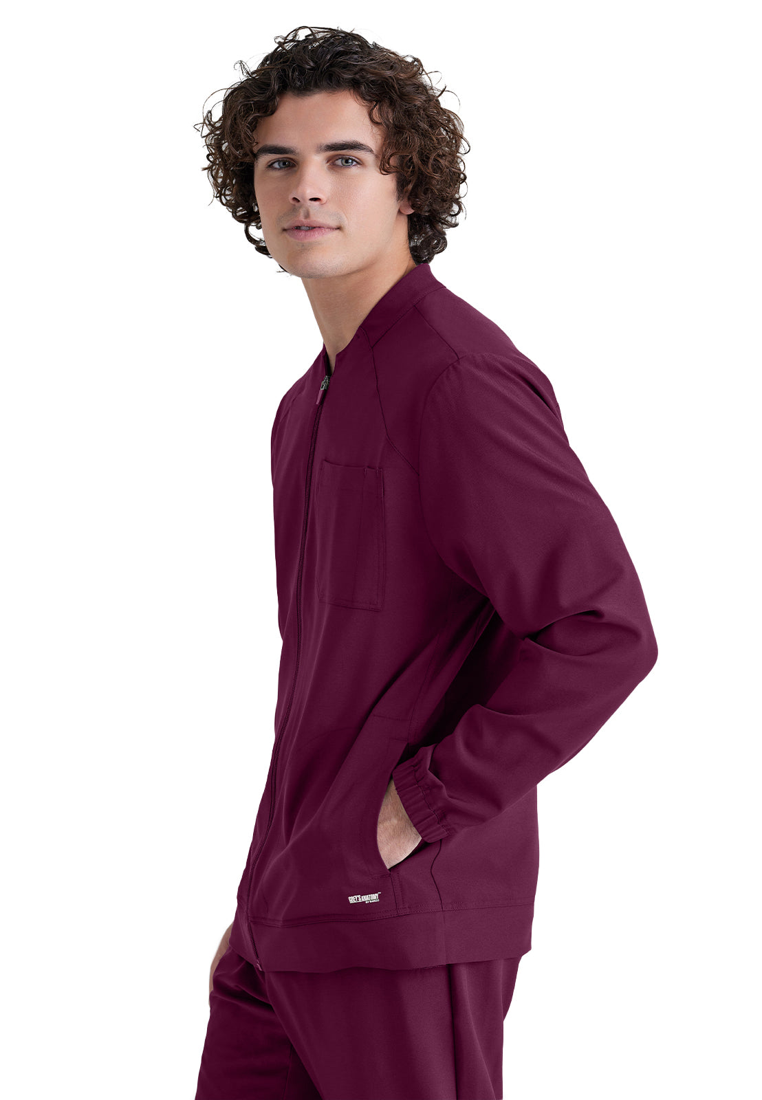 Men's Three-Pocket Banded Collar Cycle Scrub Jacket