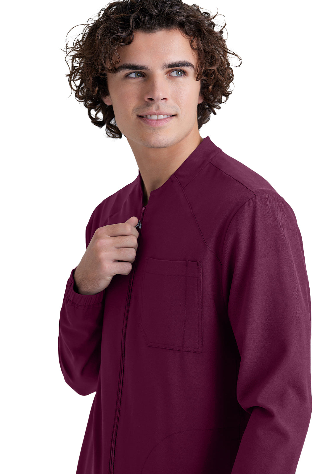 Men's Three-Pocket Banded Collar Cycle Scrub Jacket