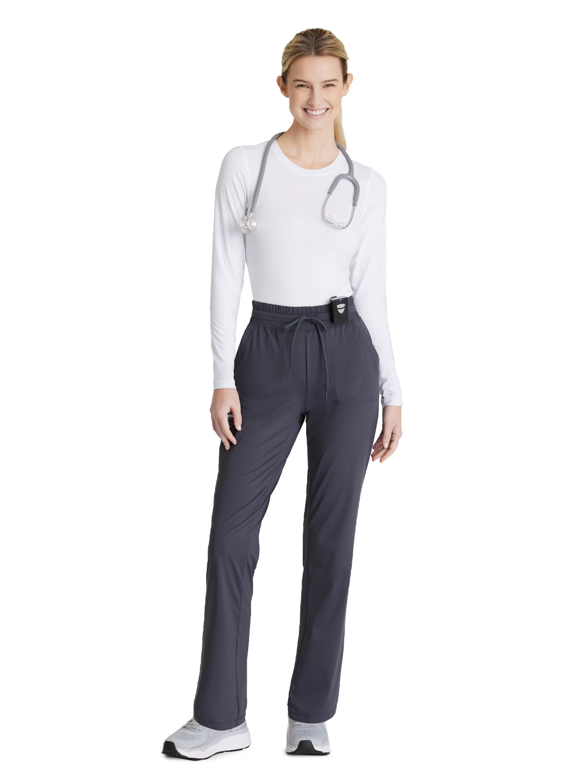 Women's Shirred Waistband Slim And Straight Reach Scrub Pant