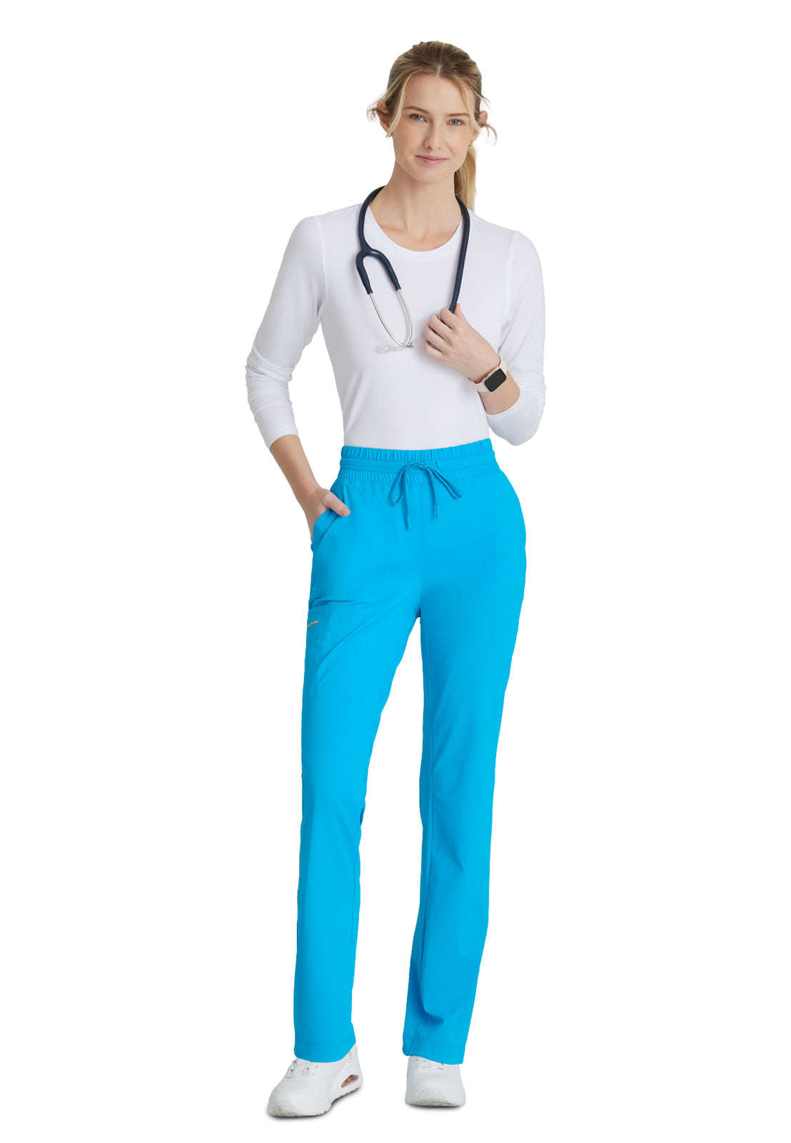 Women's Shirred Waistband Slim And Straight Reach Pant