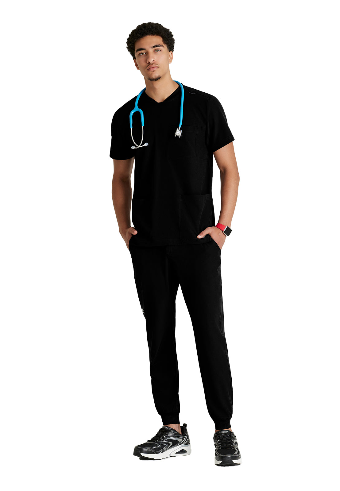 Men's Three-Pocket Round Neck Thesis Scrub Top