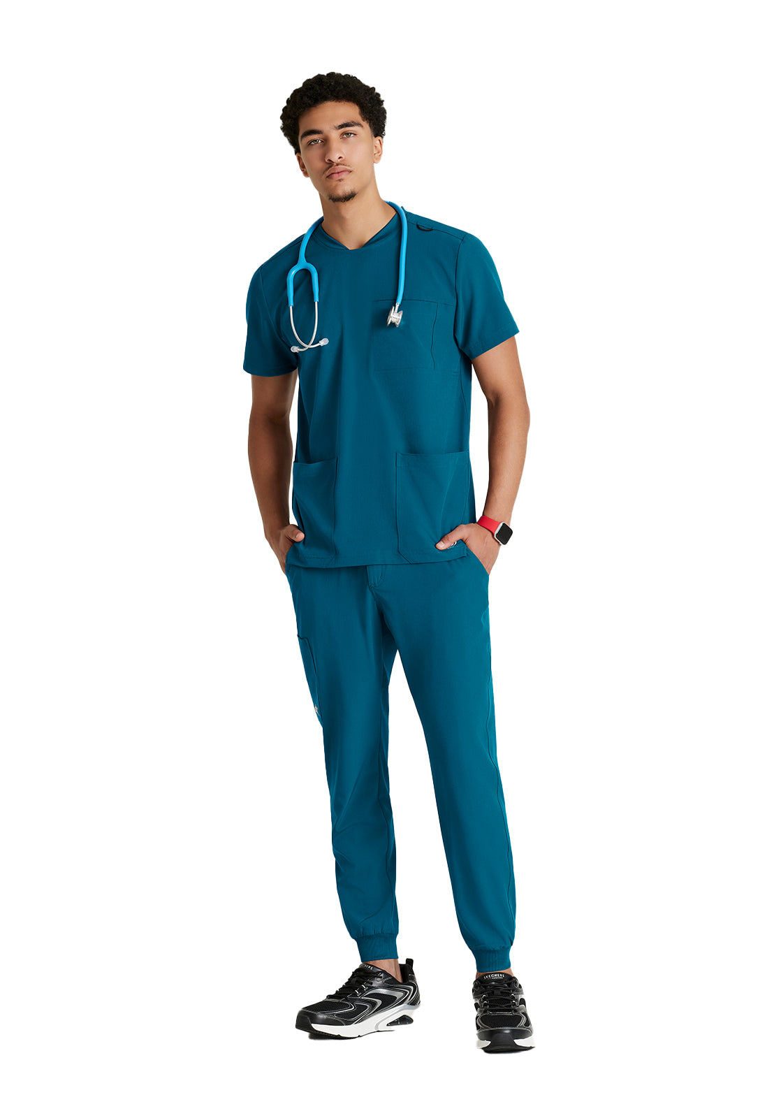 Men's Three-Pocket Round Neck Thesis Scrub Top