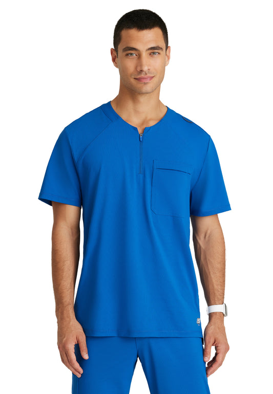 Men's Single Pocket Curved Neck Flex Scrub Top