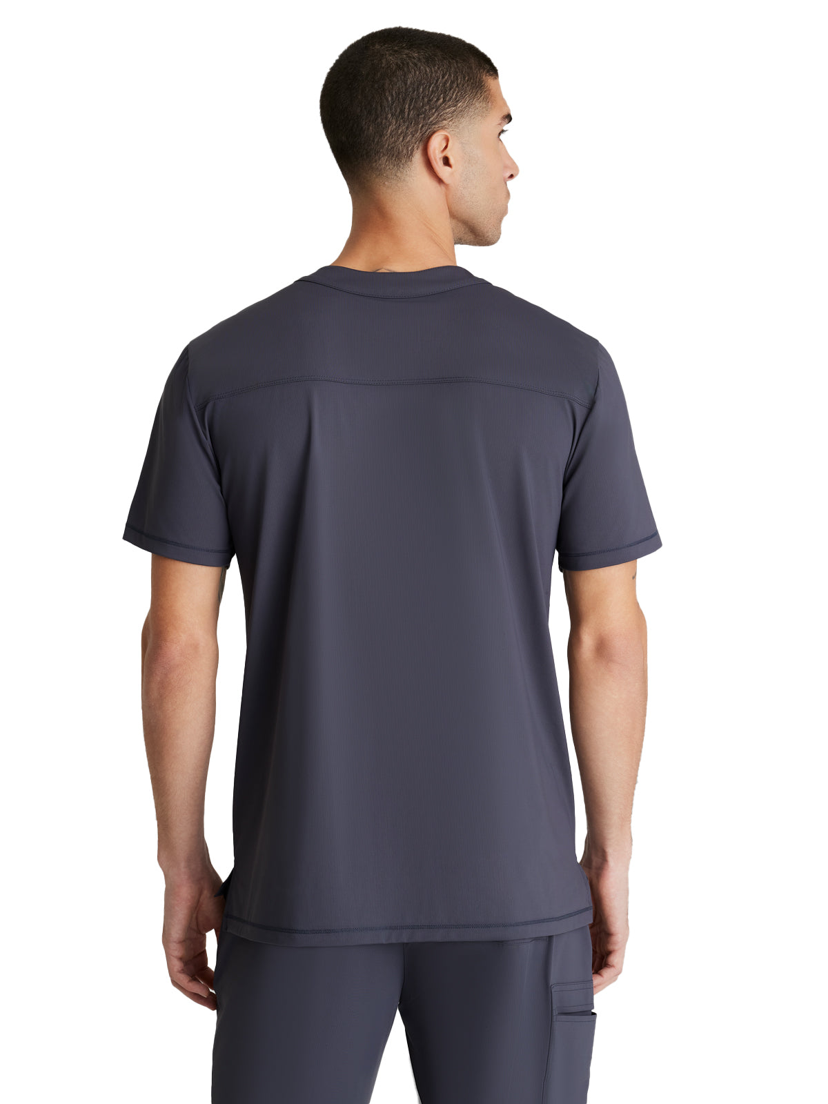 Men's Single Pocket Curved Neck Flex Scrub Top