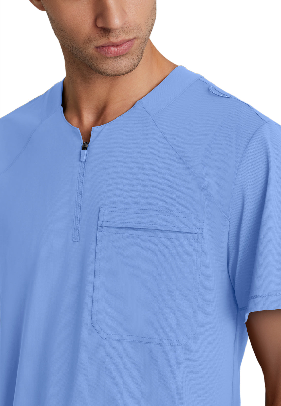 Men's Single Pocket Curved Neck Flex Scrub Top