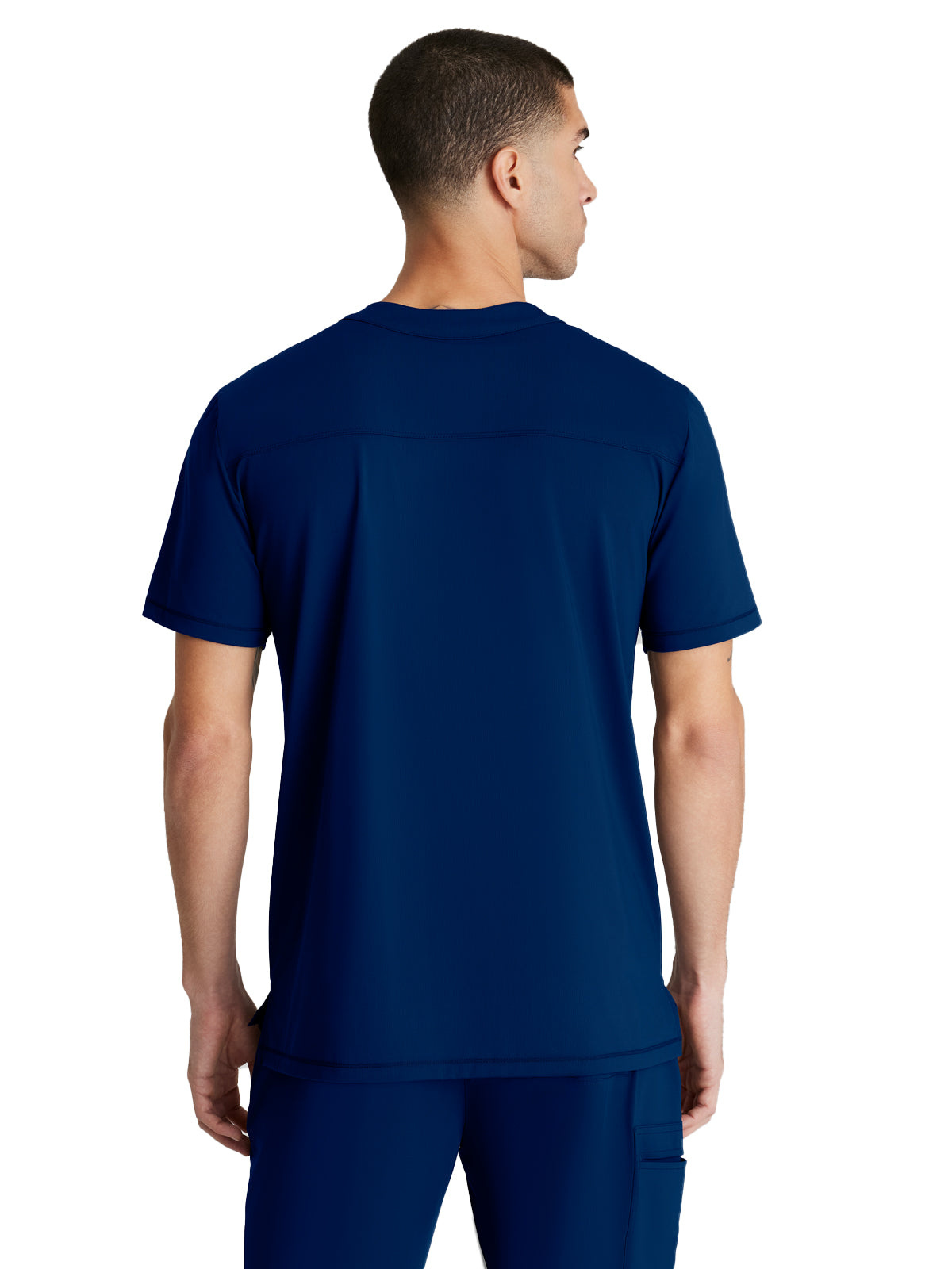 Men's Single Pocket Curved Neck Flex Scrub Top