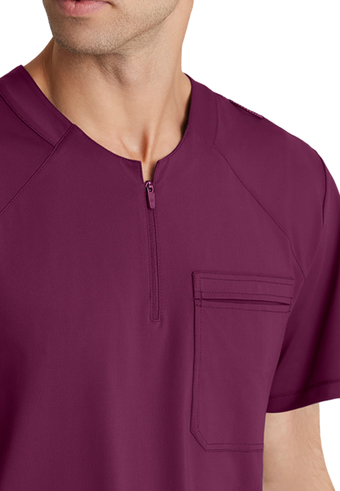 Men's Single Pocket Curved Neck Flex Top