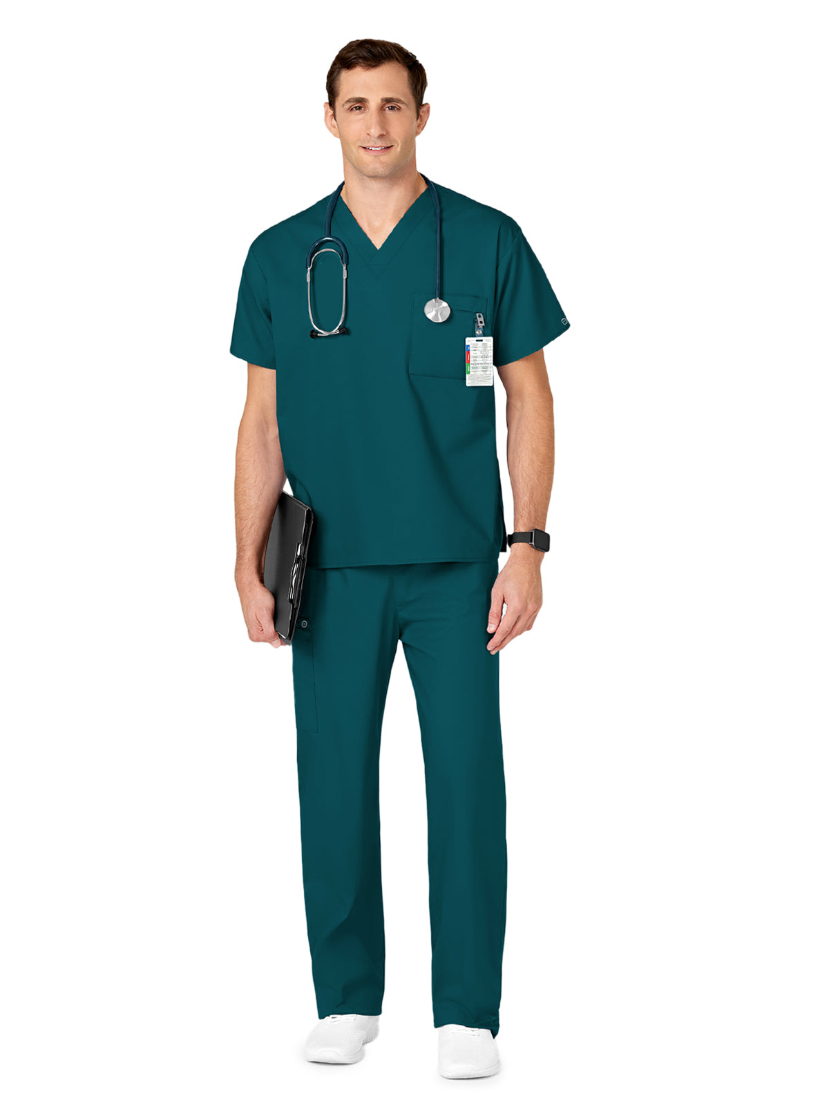 Unisex Double-Pocket V-Neck Scrub Top