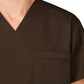 Unisex Double-Pocket V-Neck Top - 100 - Chocolate