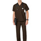 Unisex Double-Pocket V-Neck Top - 100 - Chocolate