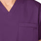 Unisex Double-Pocket V-Neck Top - 100 - Eggplant