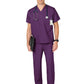 Unisex Double-Pocket V-Neck Top - 100 - Eggplant