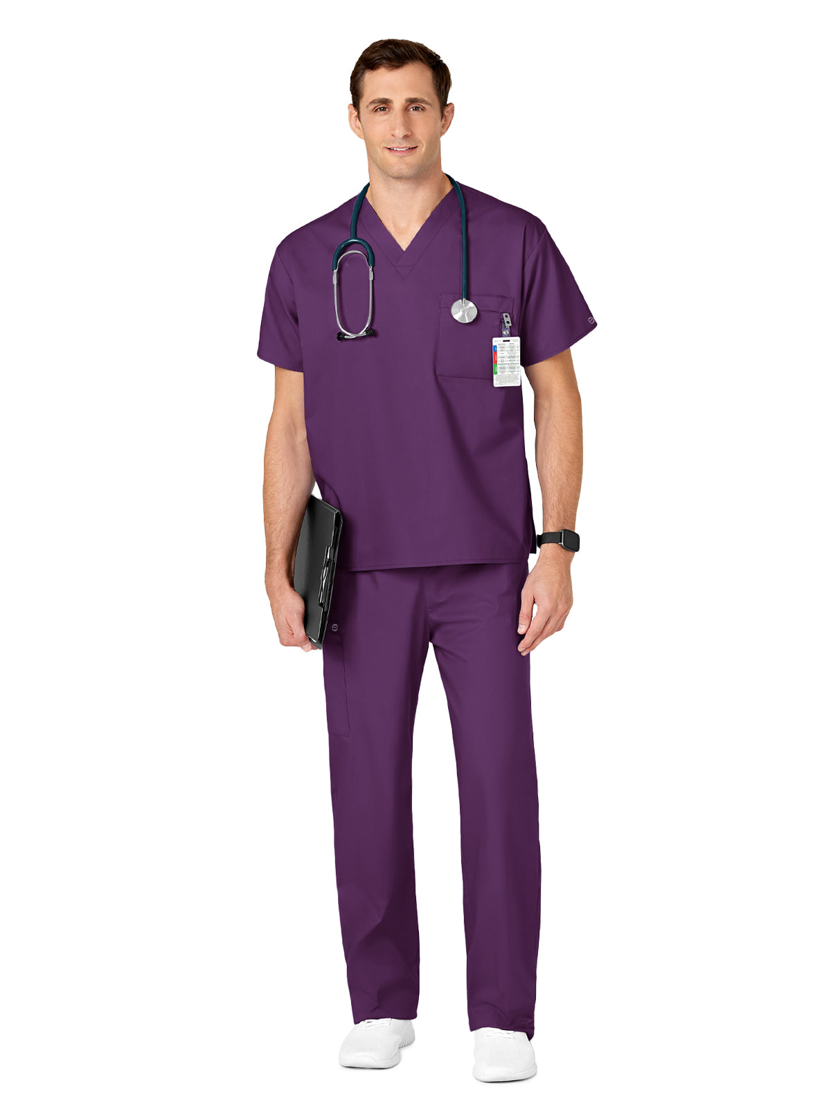 Unisex Double-Pocket V-Neck Scrub Top