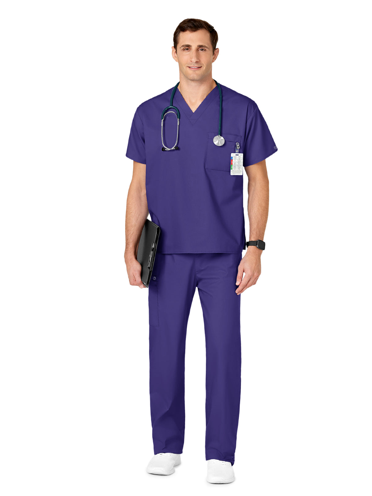 Unisex Double-Pocket V-Neck Scrub Top