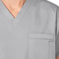 Unisex Double-Pocket V-Neck Top - 100 - Grey