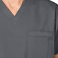 Unisex Double-Pocket V-Neck Top - 100 - Pewter