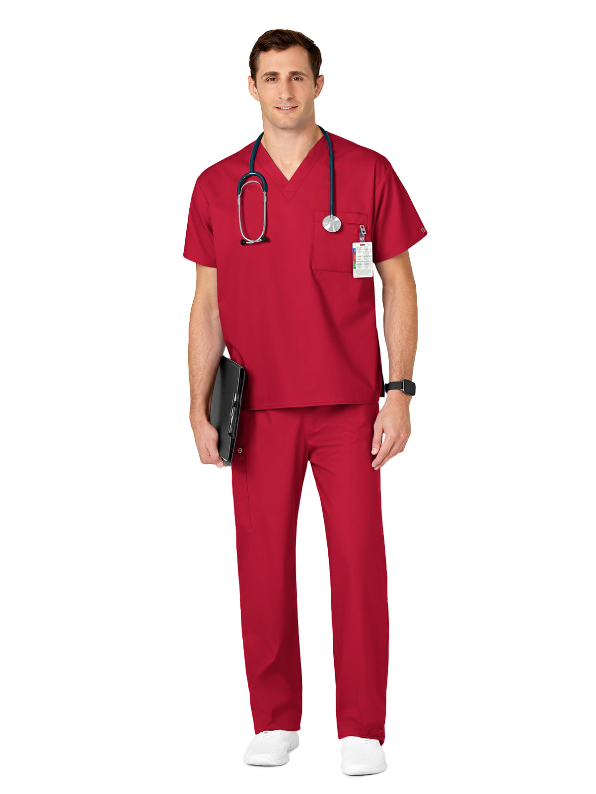 Unisex Double-Pocket V-Neck Scrub Top