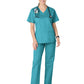 Women's Four-Pocket V-Neck Top - 101 - Teal