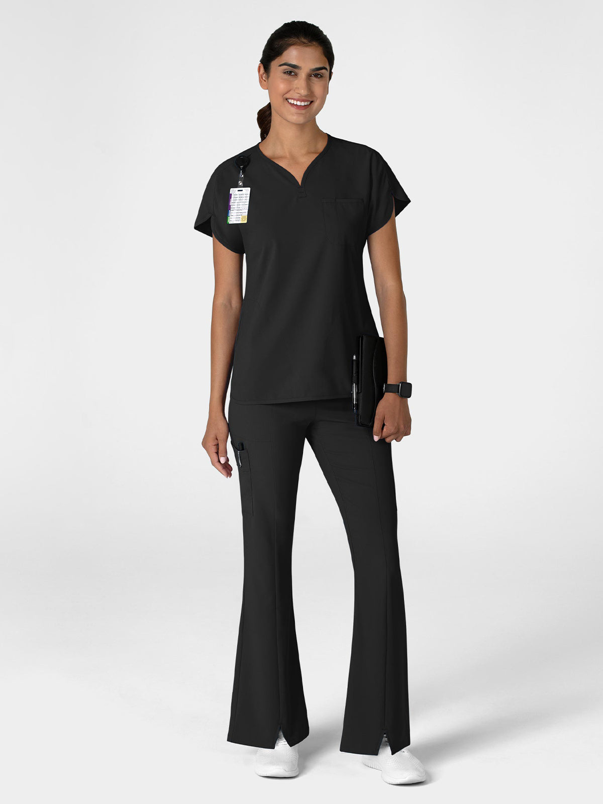 Women's Seven-Pocket Front Slit Flare Scrub Pant