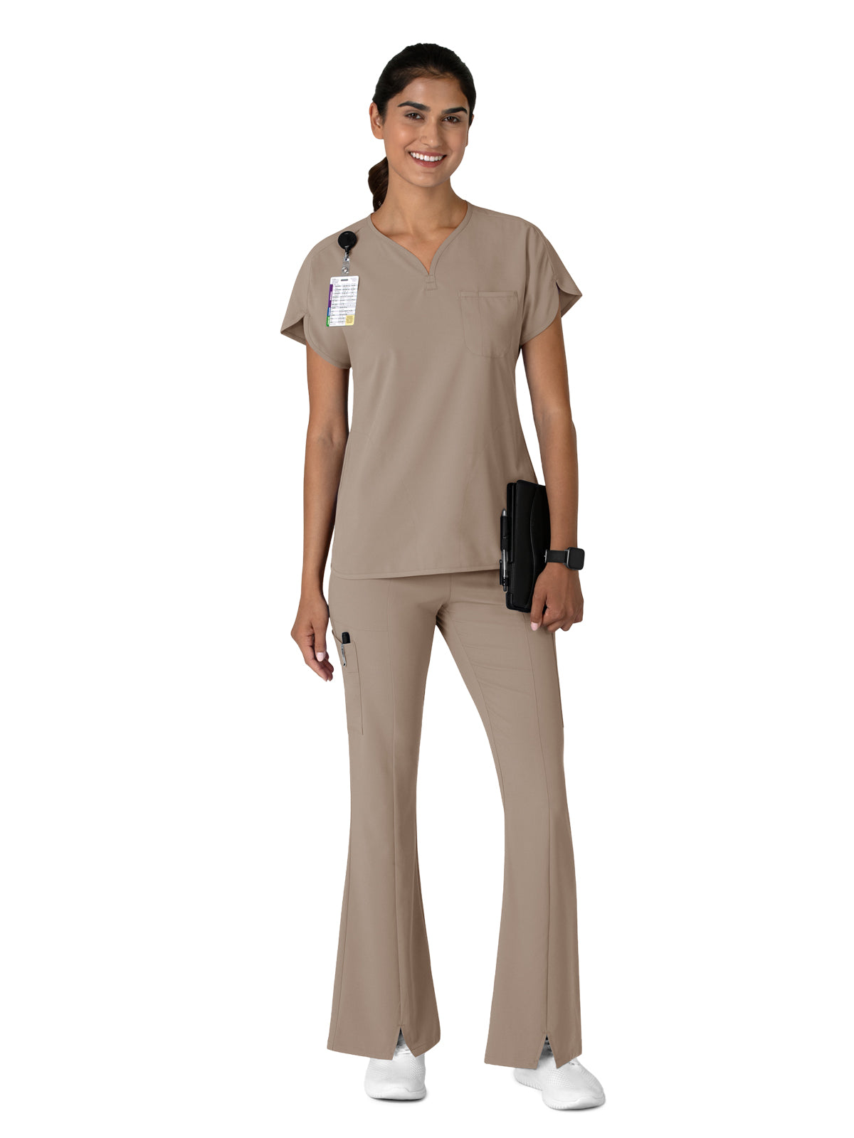 Women's Seven-Pocket Front Slit Flare Scrub Pant