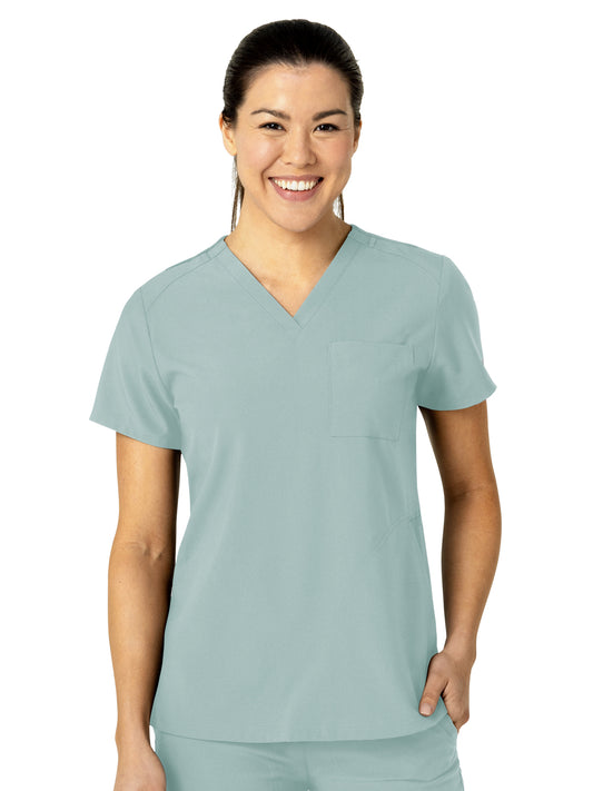 Women's Three-Pocket Flex-N-Reach V-Neck Top - 6045 - Sky Blue