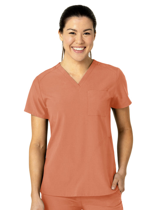 Women's Three-Pocket Flex-N-Reach V-Neck Top - 6045 - Terra Cotta