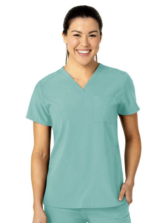 Women's Three-Pocket Flex-N-Reach V-Neck Top - 6045 - Turquoise