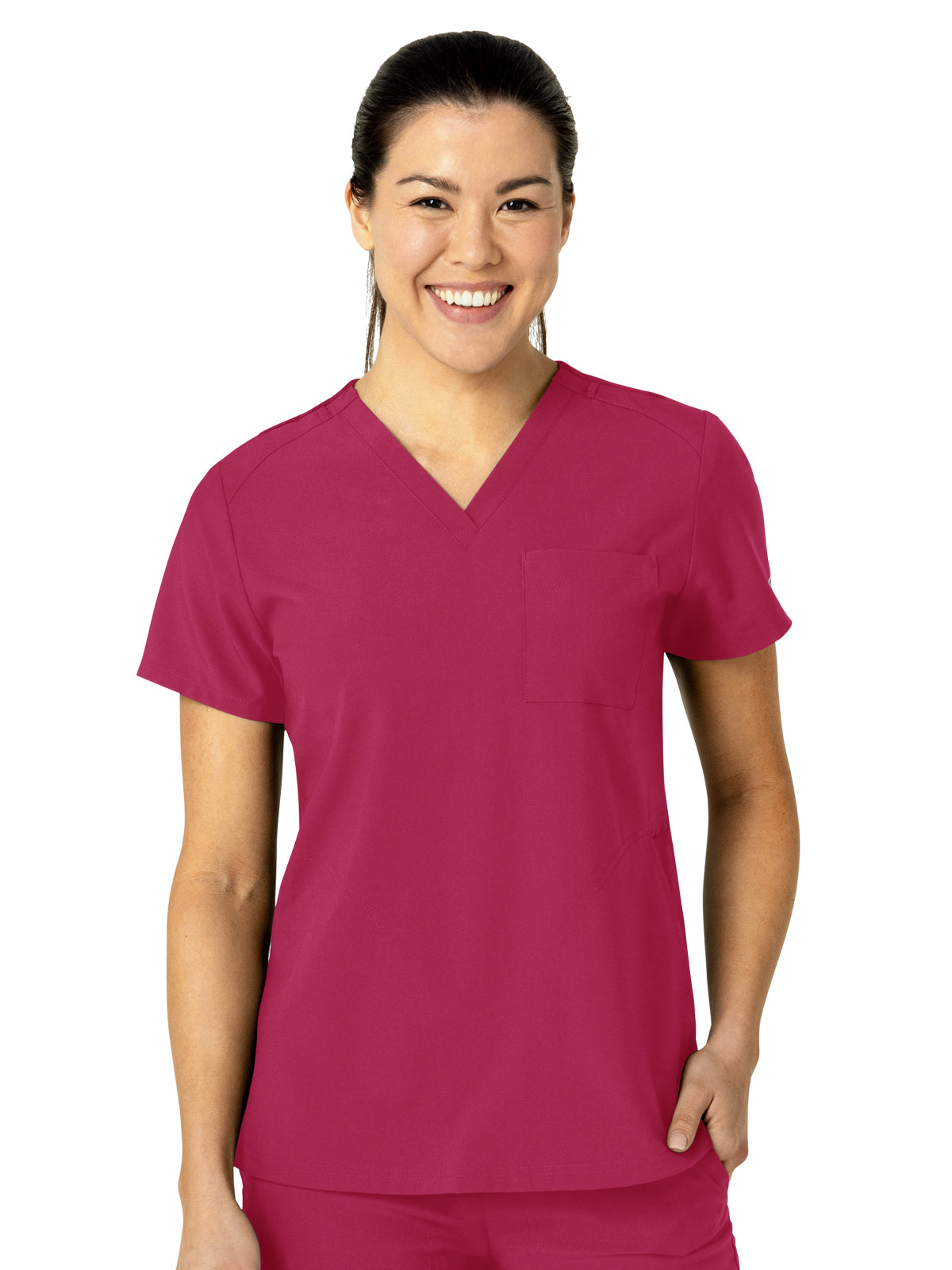 Women's Three-Pocket Flex-N-Reach V-Neck Top - 6045 - Viva Magenta