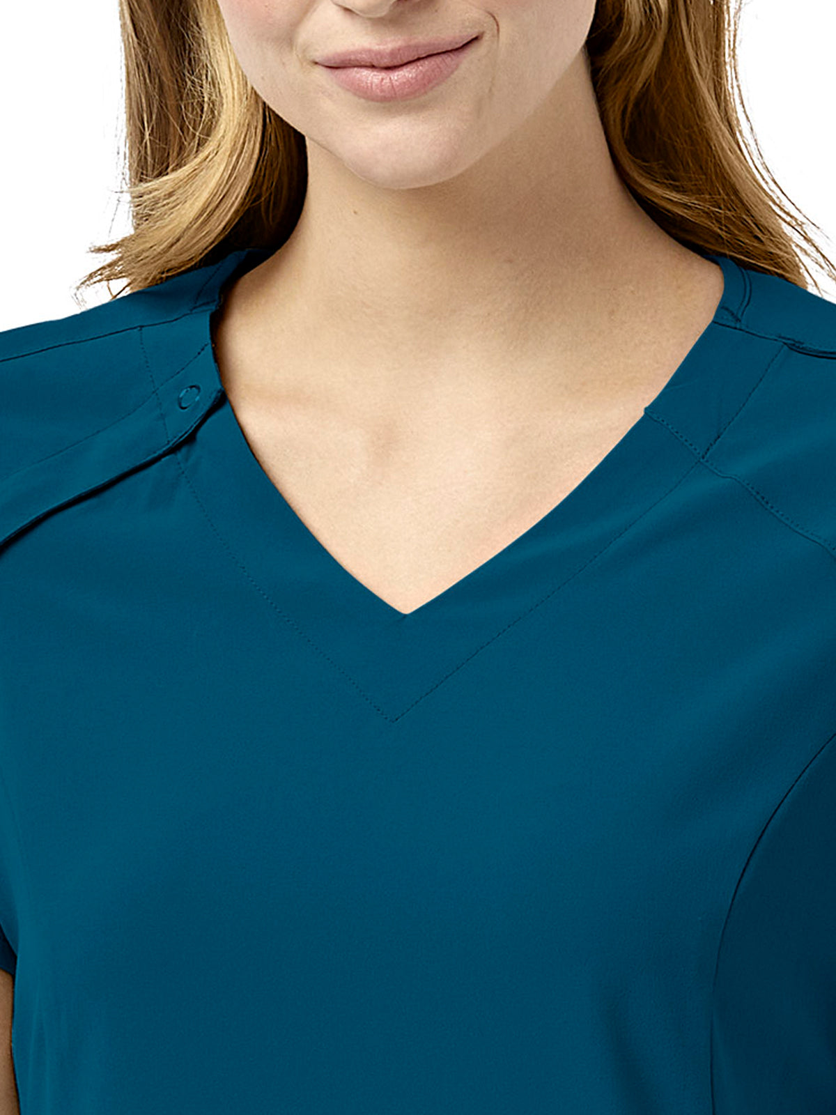 Women's Four-Pocket Hidden Zip V-Neck Top