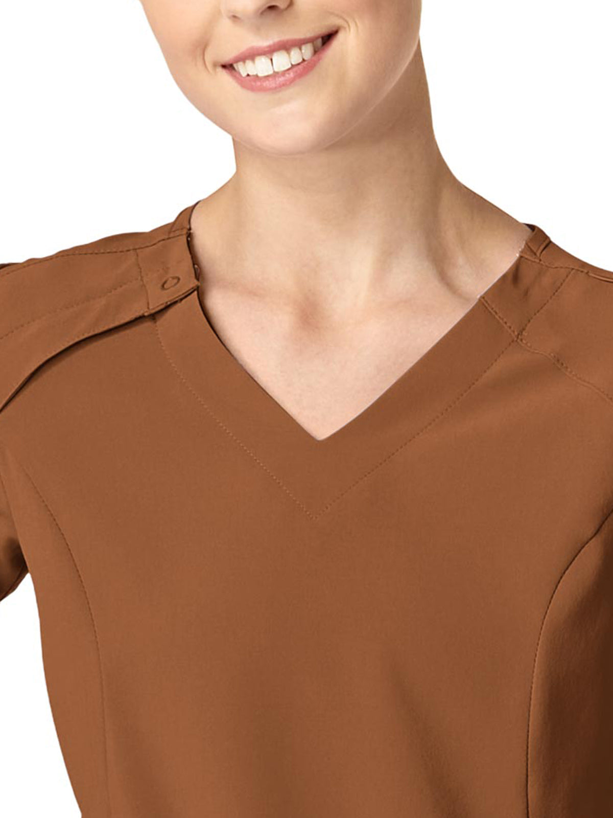 Women's Four-Pocket Hidden Zip V-Neck Top