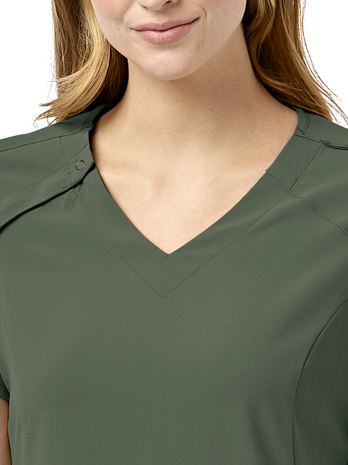 Women's Four-Pocket Hidden Zip V-Neck Top