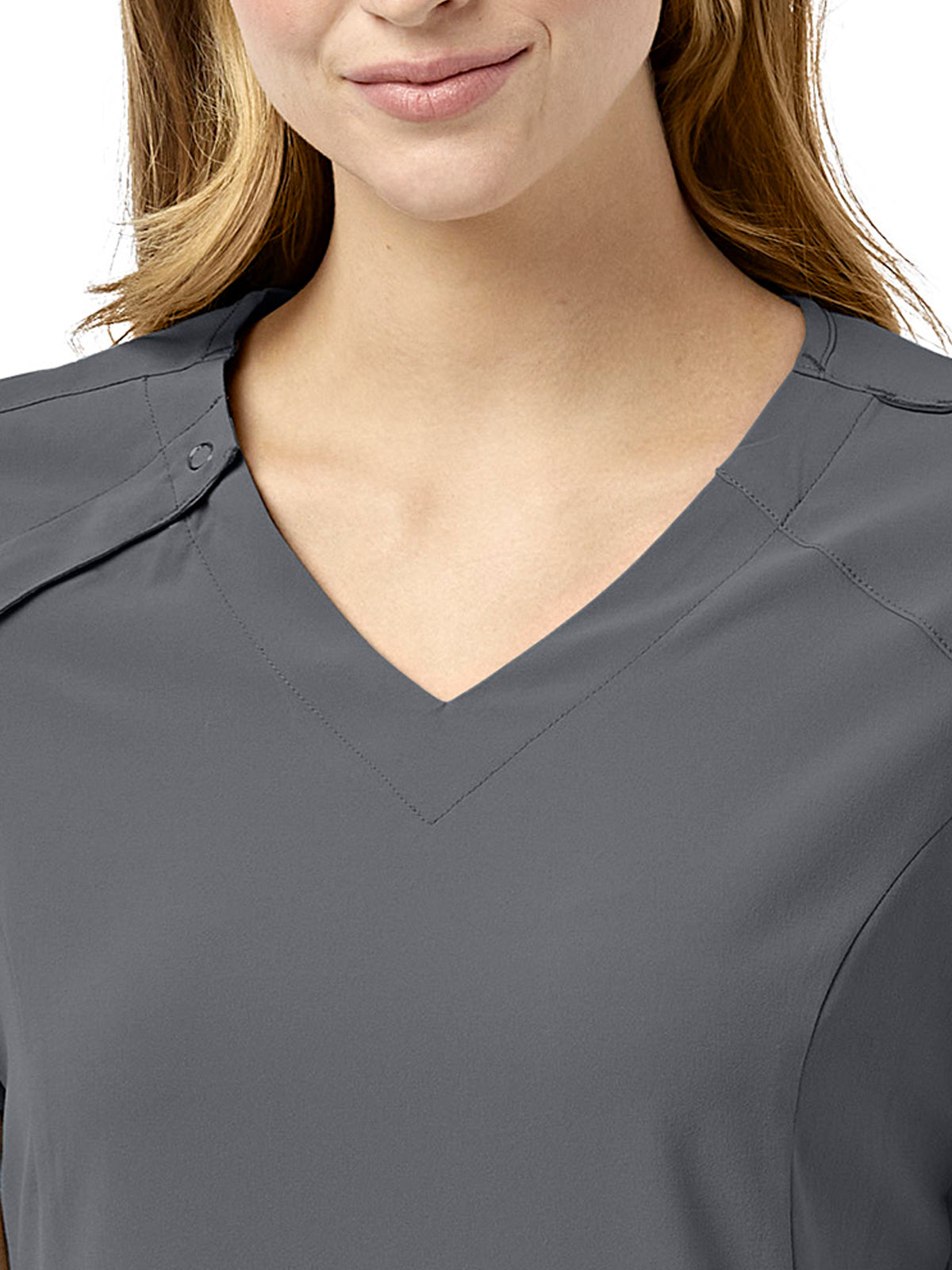 Women's Four-Pocket Hidden Zip V-Neck Top