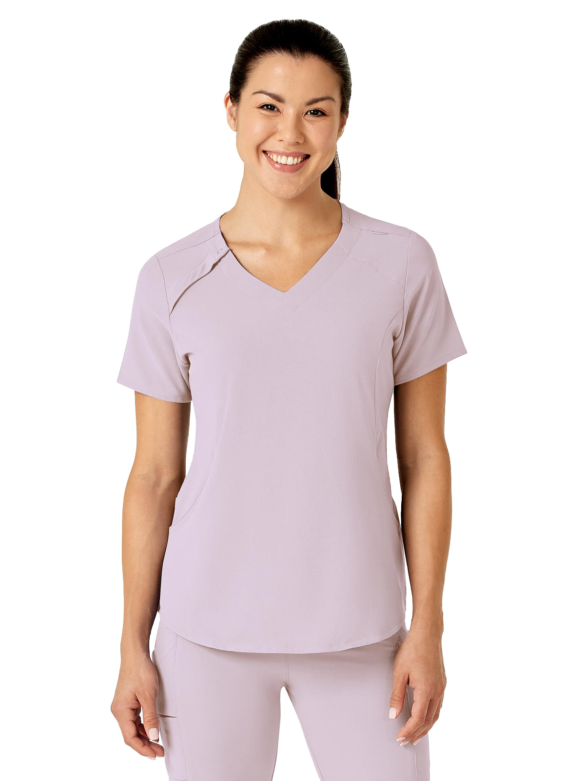 Women's Four-Pocket Hidden Zip V-Neck Top