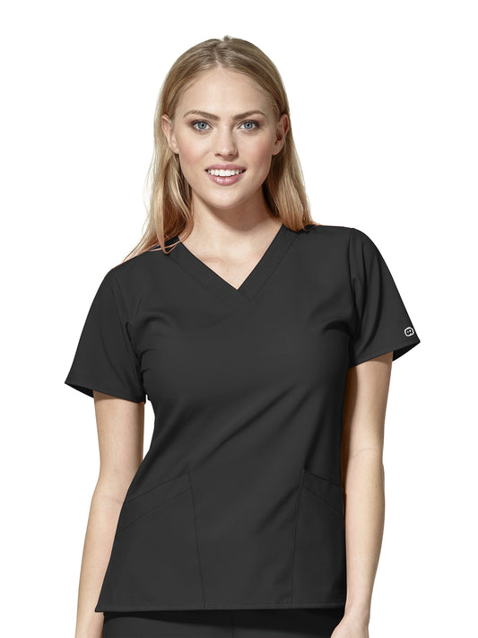 Women's Two-Pocket Basic V-Neck Top